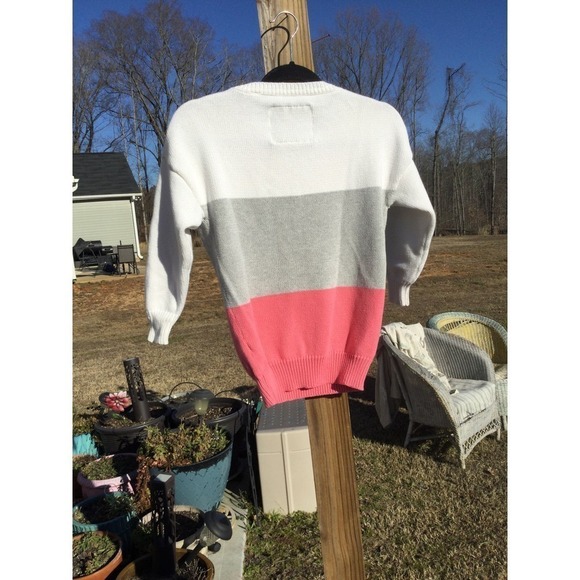 Jack Willis knitwear womens sweater size 2 white pink colorblock cotton England - Picture 7 of 10